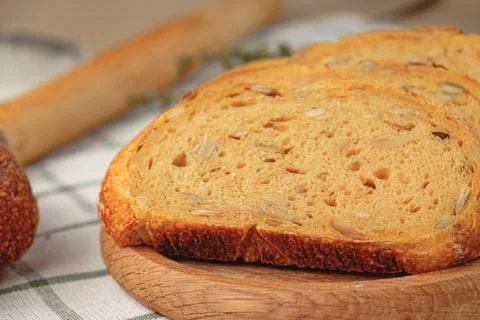 Slices of craft pumpkin bread Stock Photos