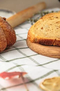 Slices of craft pumpkin bread Stock Photos