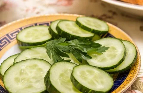 Slices of cucumber Stock Photos