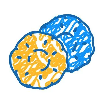 Slices cut pineapple icon doodle illustration Stock Illustration