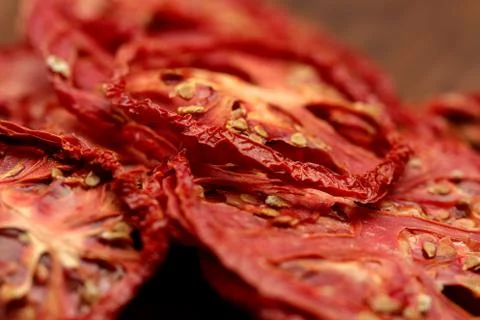 Slices of dried tomatoes Stock Photos