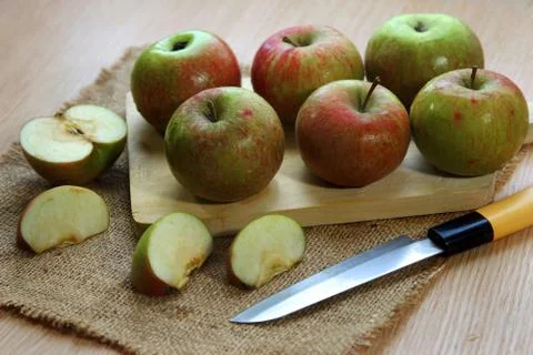 Slices of fresh apple Stock Photos