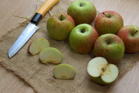 Slices of fresh apple Stock Photos