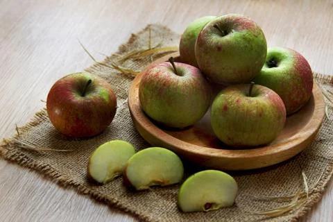 Slices of fresh apple Stock Photos