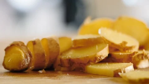 Slices of Fresh Ginger Root Stock Footage 125109868