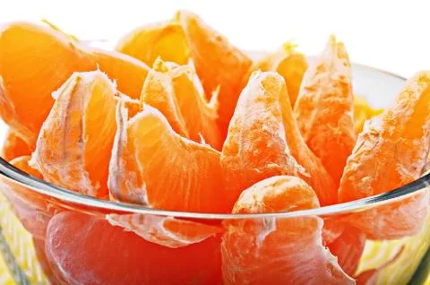 Slices of fresh mandarin Stock Photos
