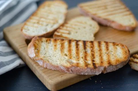 Slices of fresh toasted breads Stock Photos