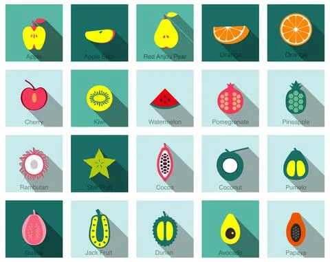 Slices of fruit icon set, vector illustration Stock Illustration