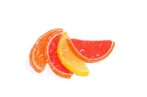 Slices of fruit in sugar Stock Photos