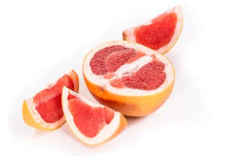 Slices of grapefruit isolated on white background Stock Photos