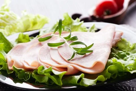 Slices of ham Stock Photos