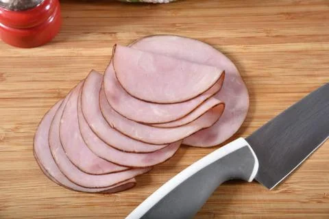 Slices of ham Stock Photos