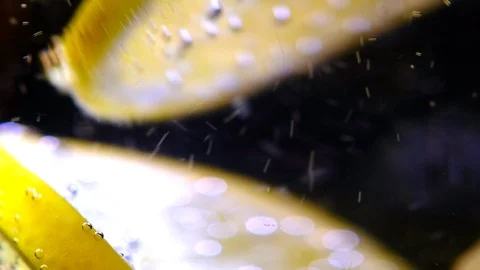 Slices of a lemon into the water Stock Footage 100035495