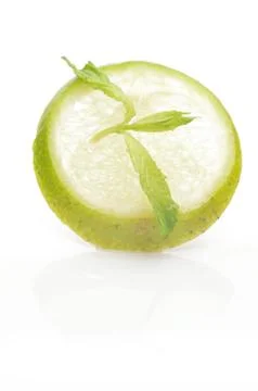 Slices of lime with a branch mint Stock Photos