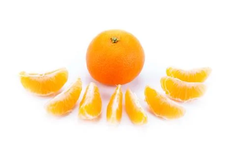 Slices of mandarin Stock Photos
