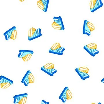 Slices mango snack and drink cup isometric icon seamless pattern イラスト素材