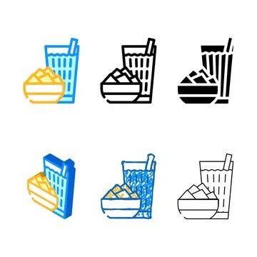 Slices mango snack and drink cup color variations icon vector Stock Illustration