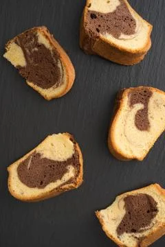 Slices of marble cake Stock Photos