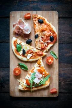 Slices of mini pizza Stock Photos