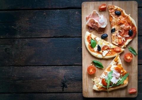 Slices of mini pizza Stock Photos