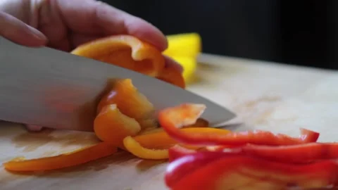 Slices of orange bell pepper Stock Footage 281905766