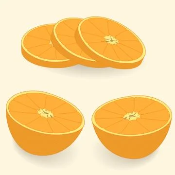 Slices of orange on a light background. Stock Illustration