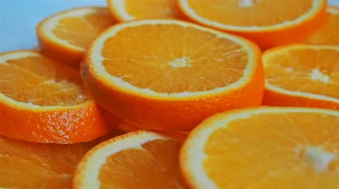 Slices of an orange. Shooting passing Vídeos de archivo 61131874