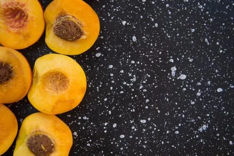 Slices of peaches on marble Stock Photos