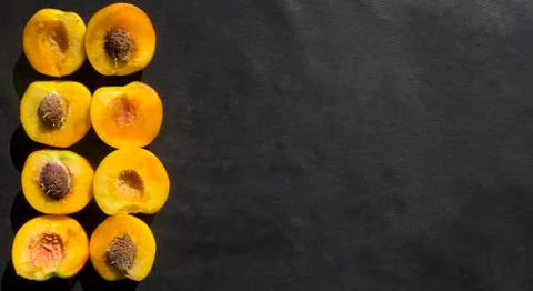 Slices of peaches on marble Stock Photos