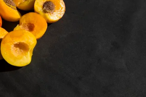 Slices of peaches on marble Stock Photos