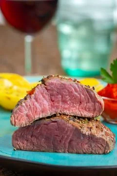 Slices of pepper steak Stock Photos