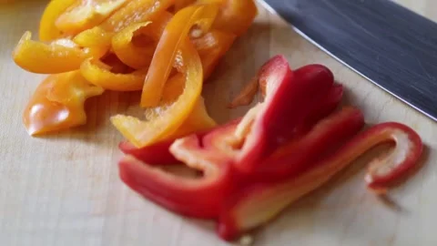Slices of peppers pan Stock Footage 281905774