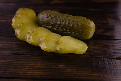 Slices of pickled cucumbers Stock Photos