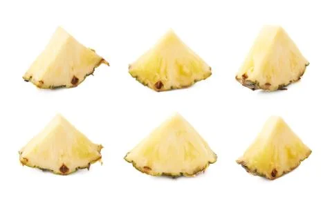 Slices of pineapple isolated over white background Stock Photos