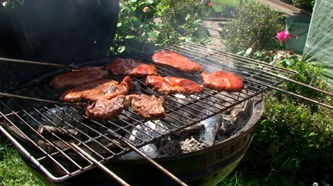 Slices of pork thinly sliced delicious roasted on the coals 库存影片 65302201