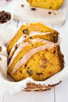 Slices of pumpkin bread Stock Photos