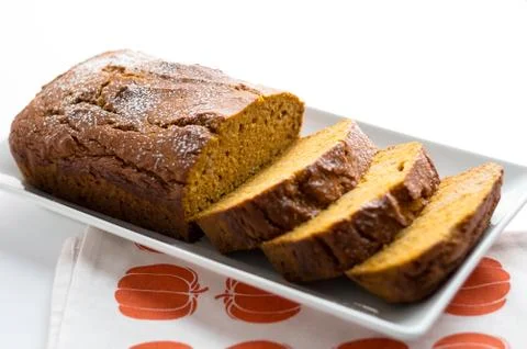 Slices of pumpkin bread. Stock Photos