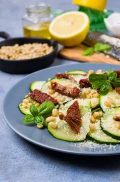 Slices raw zucchini Stock Photos