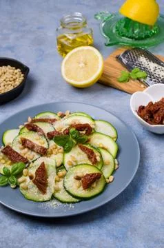 Slices raw zucchini Stock Photos