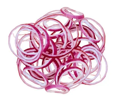Slices of red onion isolated on white Stock Photos