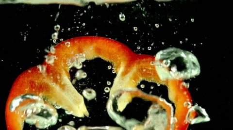 Slices of Red Pepper Stock Footage 46168409