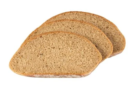 Slices of rye bread isolated on white background Stock Photos