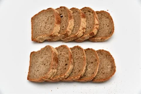 Slices of rye bread on white background 000012602 04 스톡 사진