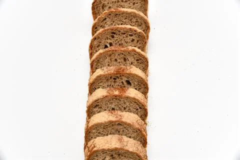 Slices of rye bread on white background 000012602 Stock Photos