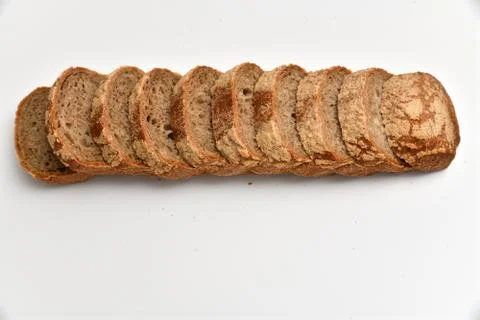 Slices of rye bread on white background 000012602 01 Stock Photos