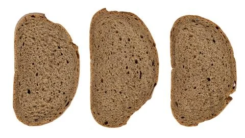 Slices of rye bread on white background, top view Stock Photos