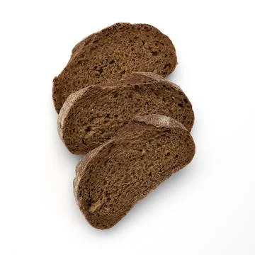 Slices of rye bread on white background, top view Stock Photos