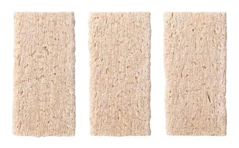 Slices of rye crispy bread, side by side, isolated from above, photo Stock Photos