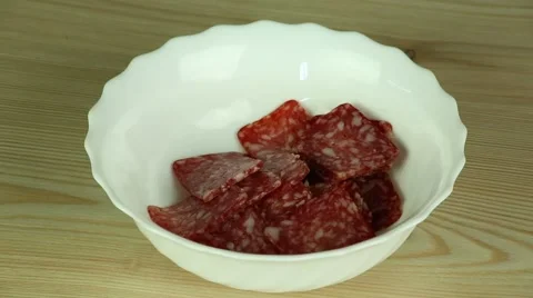 Slices of salami Stock Footage 51726181