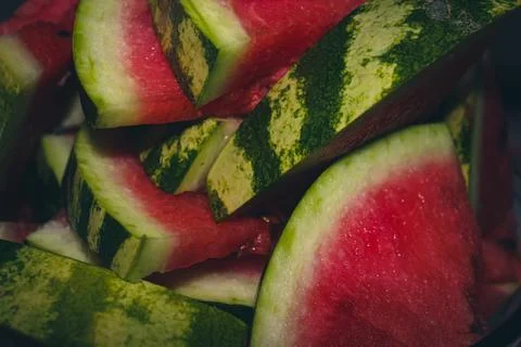 Slices of sliced watermelon close up Stock Photos